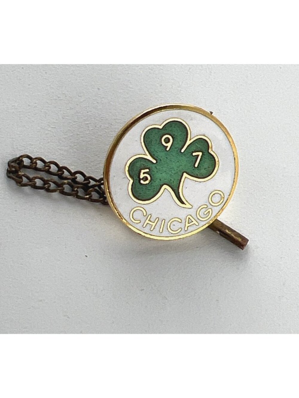 Vtg Plumbers & PipeFitters Chicago 597 Pin Union Local Tie Tack Clover Irish